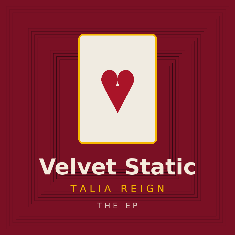Velvet Static EP cover — playing card with a heart on deep red